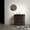 Alice - 36" Bathroom Vanity With Sink, Large Storage Freestanding Bathroom Vanity For Modern Bathroom, One-Piece Sink Basin Without Drain And Faucet - Walnut / Black - Image 2