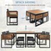 18 Pieces Acacia Wood Patio Dining Set, Space Saving Outdoor Patio Set, 8 Cushioned Chairs & 8 Ottomans & 2 Square Table, For Backyard, Garden, Deck And Poolside - Gray - Image 2