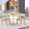 Della - 3 Piece Solid Wood Kids Table & Two Chair Set - Natural - Image 6