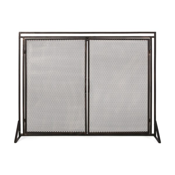 Samantha - Iron Fireplace Screen Fine Mesh 2 Door Design - Black / Gold