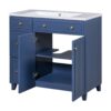 Bathroom Vanity, Transitional Style Bathroom Cabinet With Resin Sink, Single Bathroom Cabinet, With 2 Drawers And 1 Adjustable Storage Shelf, 2 Soft-Close Doors - Navy Blue - Image 12