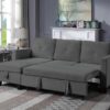Nova - Velvet Reversible Sleeper Sectional Sofa With Storage Chaise - Dark Gray - Image 4