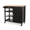 Contemporary Kitchen Cart With Wheels - Black - Image 2