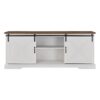 Farmhouse Sliding X Barn Door 70" TV Stand For 80" TVs - Rustic Oak / Brushed White - Image 3