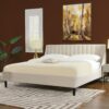 Aspen - King Vertical Tufted Headboard Platform Bed Set - French Beige - Image 16