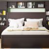 Queen Size Bed With All In One Cabinet, Shelf And Sockets, Twin Long Trundle - Espresso - Image 16
