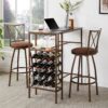 3 Piece Bar Steels Kitchen Dining Room Table Set Retro Bar Chair For Dining Room - Antique Brown - Image 7