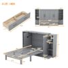 Queen Size Murphy Bed With Shelves, Drawers And USB Ports - Gray - Image 12