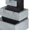 Decorative 4 Tier Block Fountain With Light, For Indoor And Outdoor - Black / Gray - Image 5