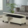 Glouster - Storage Ottoman With Leather Upholstery - Ivory - Image 4