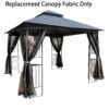 Patio Double Roof Gazebo Replacement Canopy Top Fabric - Gray - Image 3