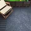 Stone Texture 12" Patio Deck Tiles, Diy - Module Interlocking Decking Floor Tiles, Polypropylene, 12" - Dark Gray - Image 4
