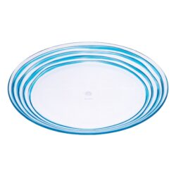 Designer Swirl 9" Plastic Dessert Plates (Set of 4) Bpa Free Dishwasher Safe - Blue