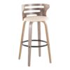 Cosini - Mid-Century Modern Fixed Height Barstool & Swivel And Round Footrest (Set of 2) - Light Gray / Cream - Image 2