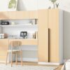 2 Door Storage Desk Wardrobe For Bedroom With Shelves And Drawers - Natural - Image 12