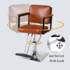Classic Barber Chair, Styling Salon Chair With Hydraulic Pump Swivel Barber Chair, For Beauty Salon Spa Equipment - Brown - Image 4