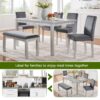 6 Pieces Wooden Dining Table Set, Wooden Dining Table With 4 Upholstered Chairs And Bench For 6 People - Silver Gray - Image 5
