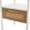 Rattan End Table With Drawer, Modern Nightstand, Metal Legs, Side Table For Living Room, Bedroom - White - Image 9