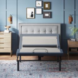 Bt6500 - California King Adjustable Bed Base With Head / Foot Tilt And Lumbar Position Adjustment - Blue / Gray