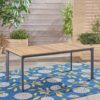 Eucalyptus Wood Topped Patio Dining Table With Aluminum Frame - Gray - Image 8