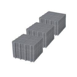 Interlocking Deck Tiles Plastic Waterproof Outdoor All Weather Anti-Slip Bathroom Shower Balcony Porch Strong Weight Capacity Upto 6613 Lbs, Rosette Pattern Pack Of 60 - Gray