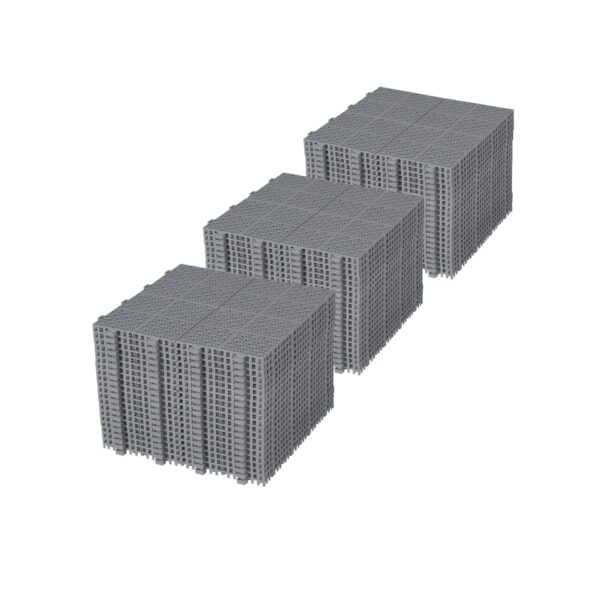 Interlocking Deck Tiles Plastic Waterproof Outdoor All Weather Anti-Slip Bathroom Shower Balcony Porch Strong Weight Capacity Upto 6613 Lbs, Rosette Pattern Pack Of 60 - Gray