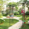 Metal Garden Arch Climbing Plants Support Rose Arch Outdoor - Black - Image 9