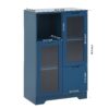 Painted Cabinet With Glass Doors, Drawer, And Open Storage Space For Bedroom And Living Room - Navy Blue - Image 3