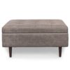 Shay - Mid Century Large Square Coffee Table Storage Ottoman - Gray - Image 2