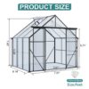 Double Door Polycarbonate Greenhouse Raised Base And Anchor Heavy Duty Walk In Greenhouses For Outdoor Backyard In All Season - Black - Image 3
