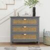 3 Drawer Cabinet Natural Rattan Suitable For Bedroom - Gray - Image 2