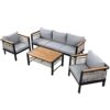 4 Pieces Outdoor Sectional Sofa Set 5 Person Patio Seating Group Outdoor Conversation Set With Cushions And A Coffee Table For Patios, Gardens, Or Balcony - Gray - Image 19