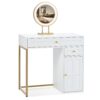 Makeup Vanity Desk With Lighted Mirror, Luxury Dressing Table With 2 Drawers And 1 Cabinet, 3 Lighting Modes Available For Bedroom - White / Gold - Image 13