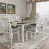 7 Piece Dining Table Set Retro Style With Extendable Table And 6 Upholstered Chairs - Antique Brown / White - Image 3