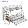 Twin Over Full Size Metal Bunk Bed With Trundle And Storage Staircase - Silver - Image 3