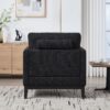 Wide Modern Farmhouse Performance Accent Chair With Black Legs, Wood Base Reading Armchair Single Sofa With 2 Bolster Pillows For Living Room Offices And Lounge - Black - Image 7