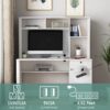 Computer Desk With Hutch & Bookshelf, Wood Executive Desk Teens Student Desk Writing Laptop Home Office Desk With Drawers, 3 Ac Outlets And 2 USB Charging Ports, Study Laptop Table For Home - White - Image 6