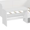 Twin Size Daybed With Storage Shelves And Lockers, Multi Functional Bed With Study Desk And Matching Stool - White - Image 8
