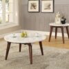 Gasha - Coffee Table - White Marble / Walnut - Image 2