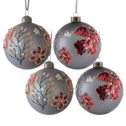 Christmas Ball Ornaments, Glass Decorative Hanging Ball Christmas Tree Ornaments For Holiday Party Decorations (Set of 4) - Multi