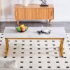Modern Marble Pattern Coffee Table With Metal Legs, Sintered Stone Surface - White / Gold - Image 2