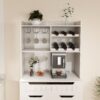 Modern Farmhouse Buffet Cabinet With Hutch Kitchen Storage Sideboard With Drawers & Barn Doors - White - Image 5