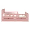 Full Size Platform Bed With Guardrails On Both Sides And 2 Storage Drawers - Pink - Image 5