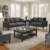 Modern Upholstered 2 Piece Sofa Set, Comfy Corduroy Living Room Furniture - Dark Gray - Image 3