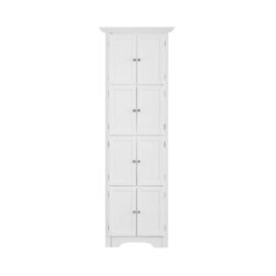 Tall Storage Cabinet With Doors And 4 Shelves For Living Room, Kitchen, Office, Bedroom, Bathroom, Modern - White