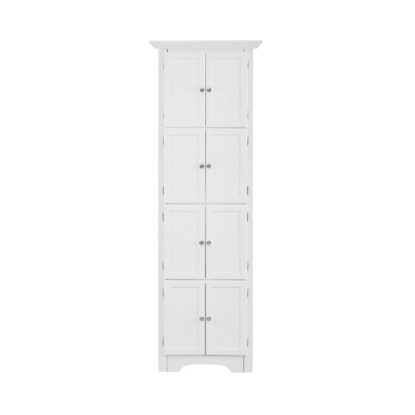 Tall Storage Cabinet With Doors And 4 Shelves For Living Room, Kitchen, Office, Bedroom, Bathroom, Modern - White