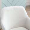 Modern Teddy Fabric Material Adjustable Height 360 Revolving Home Office Chair With Gold Metal Legs And Universal Wheel For Indoor - White - Image 3