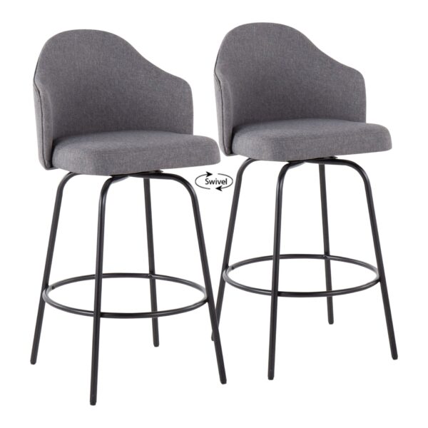 Ahoy - Contemporary Fixed Height Counter Stool (Set of 2) - Black / Gray