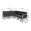 Perla - 5 Pieces Sofa Set - Dark Gray - Image 3