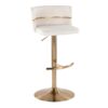 Cinch - Glam / Art Deco Adjustable Barstool With Swivel With Rounded T Footrest (Set of 2) - Gold / Cream - Image 2
